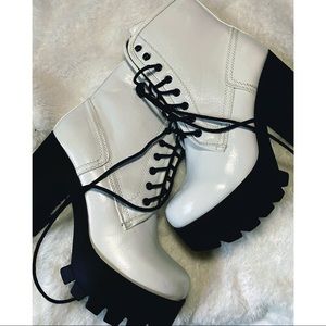 Nasty Gal Lace-Up Faux Leather Heeled Boots